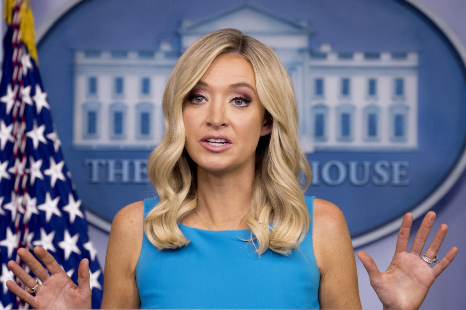 White House press secretary Kayleigh McEnany speaks during a briefing at the White House, Wednesday, June 3, 2020, in Washington. (AP Photo/Andrew Harnik)