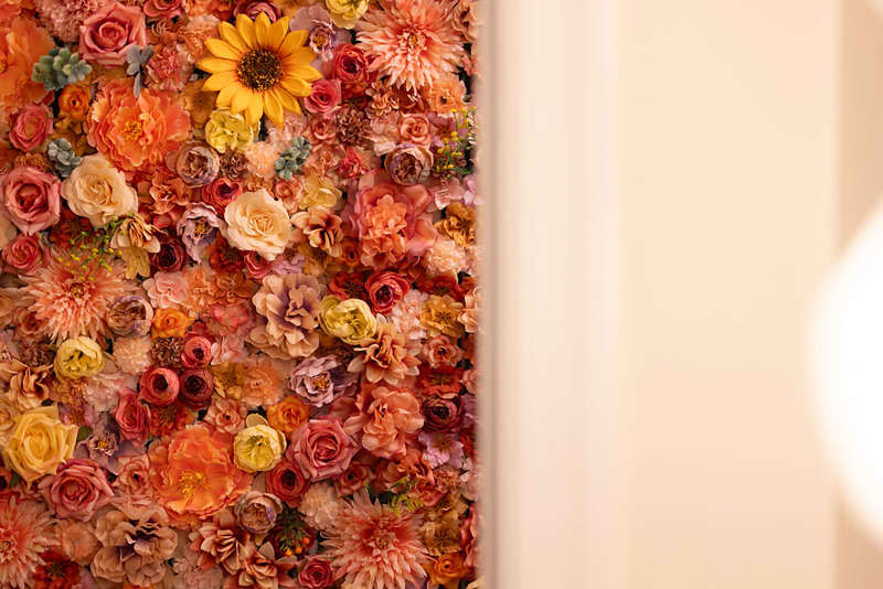 In home flower wall installation.