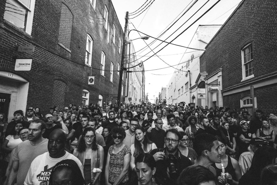 Heather Heyer's candlelight vigil in Charlottesville.