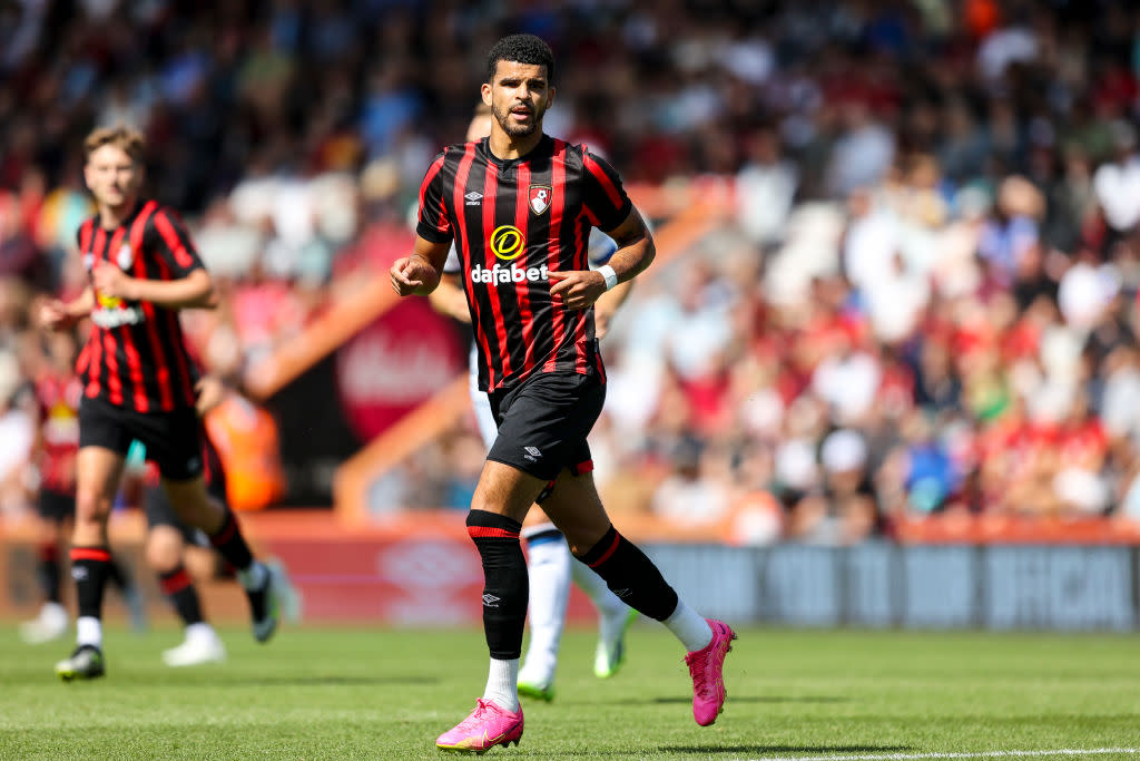  Bournemouth season preview 2023/24 Dominic Solanke of Bournemouth during the pre-season friendly match between AFC Bournemouth and Atalanta at Vitality Stadium on July 29, 2023 in Bournemouth, England. (Photo by Robin Jones - AFC Bournemouth/AFC Bournemouth via Getty Images) 