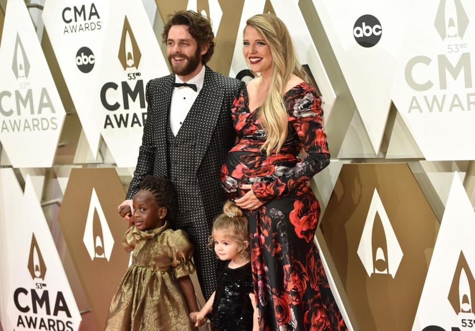 PHOTO: Willa Gray Akins, Thomas Rhett, Ada James Akins and Lauren Akins attend the 53rd annual CMA Awards in Nashville, TN, Nov. 13, 2019. (John Shearer/Getty)