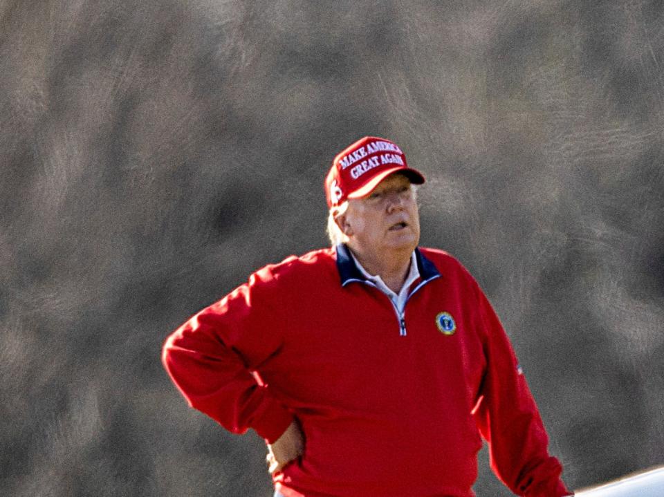 US president Donald Trump plays golf on Thanksgiving (Getty Images)