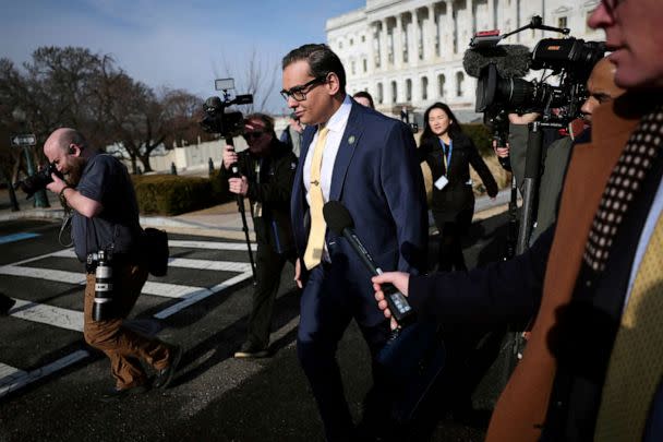 PHOTO: Rep. George Santos leaves the U.S. Capitol, Jan. 12, 2023 in Washington, DC. (Win Mcnamee/Getty Images)