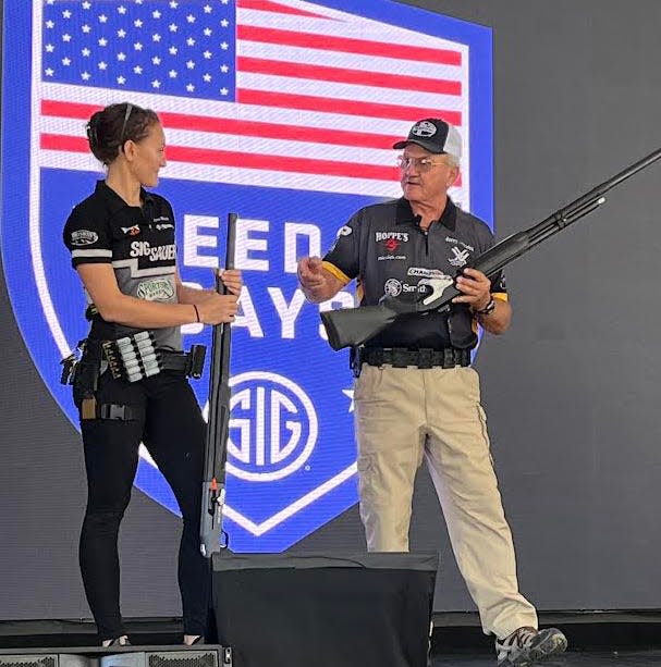 Lena and Jerry Miculek, world-record championship shooters, appeared at Sig Sauer in Epping Oct. 14 and 15, 2022, to demonstrate and lecture on the topic of competition, safety, and achievement in marksmanship sport.