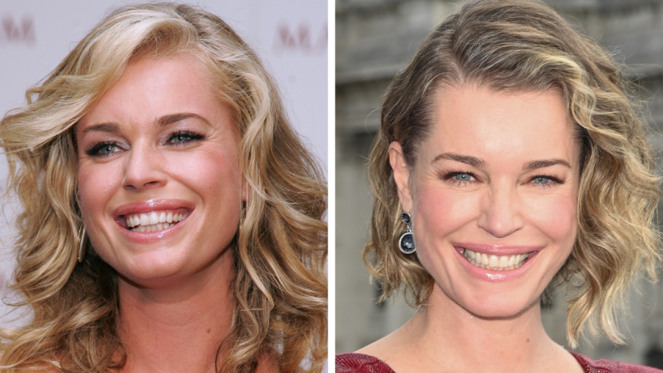 Rebecca Romijn from the Ugly Betty cast. Left: 2007; Right: 2023