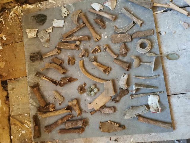 <p>SWNS</p> Jonathan Betts found a pile of bones while renovating a bathroom in Devon, England