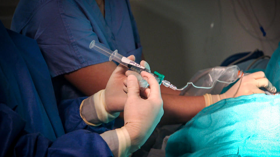 A patient receiving the stellate ganglion block procedure. (NBC News)