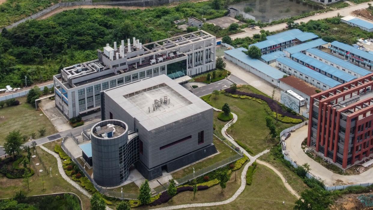 <p>This aerial view shows the P4 laboratory (L) on the campus of the Wuhan Institute of Virology in Wuhan in China's central Hubei province on May 27, 2020. </p> ((Photo by HECTOR RETAMAL/AFP via Getty Images)