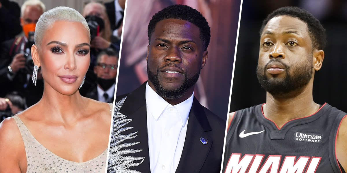 Kim Kardashian, Kevin Hart, Dwane Wade. (Getty Images/AP)