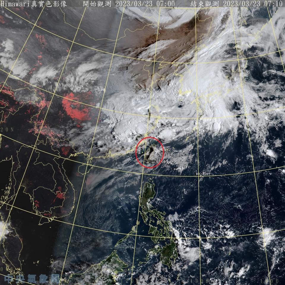 鋒面即將接近，東北部、東部地區與金門今天將有局部短暫陣雨，金門與馬祖容易有局部霧或低雲影響能見度。   圖：中央氣象局／提供