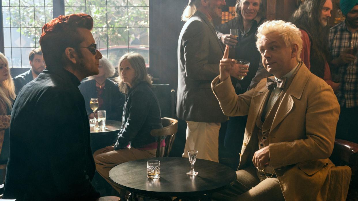  Crowley and Aziraphale at the pub in Good Omens season 2 episode 2 
