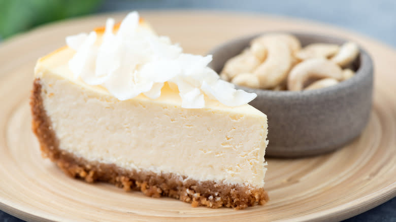 Cashew cheesecake with coconut flakes