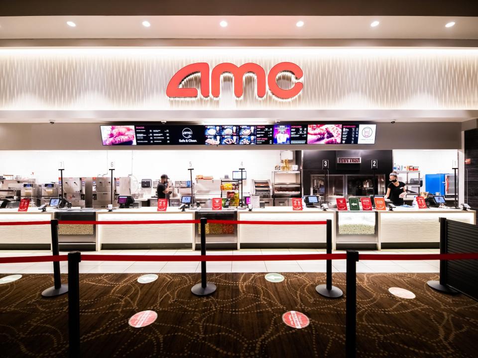 An AMC movie theater concession stand.