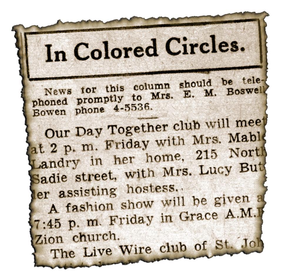 The "In Colored Circles" newspaper column by Etta M Boswell Bowen ran every Monday, Wednesday and Friday in the South Bend Tribune starting in 1919.