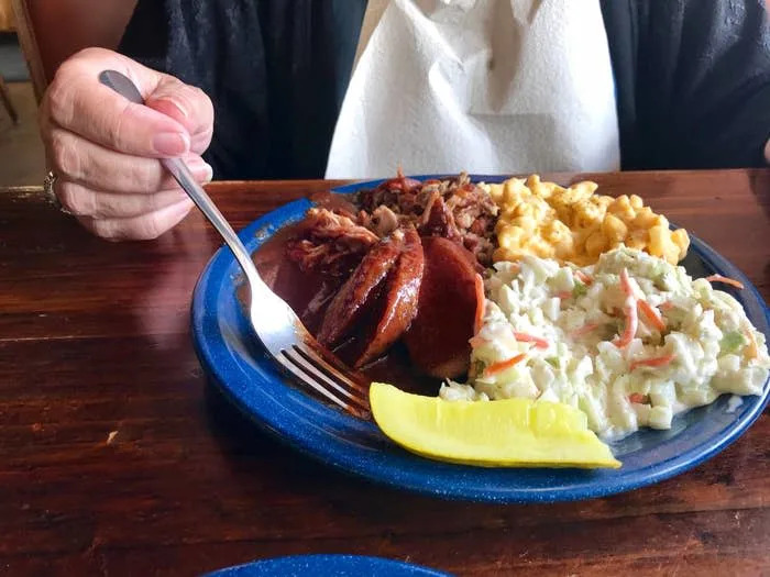 A plate of barbecue.