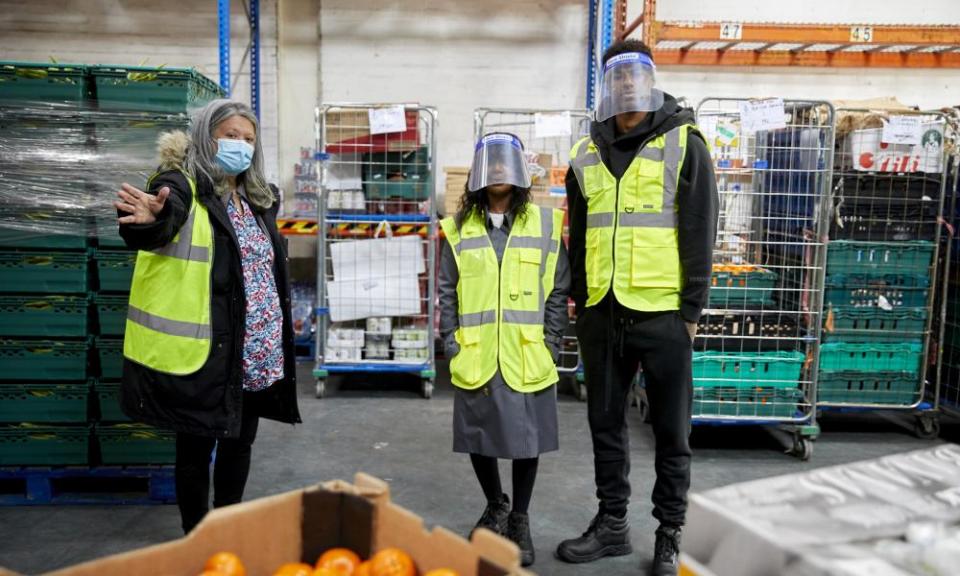 Marcus Rashford, and his mother visit the FareShare centre named after her, Melanie Maynard House , in October 2020