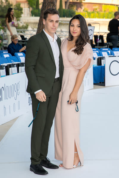 louis ducruet and marie chevallier pose after engagement