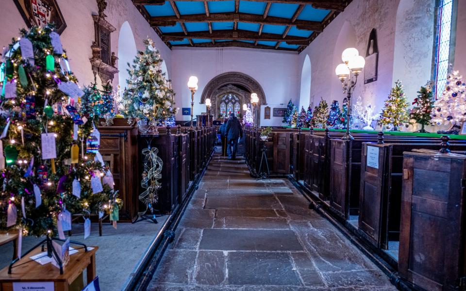 The Christmas tree festival in the church.