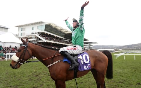 Presenting Percy and Davy Russell win the Novices' Chase - Credit: David Davies/PA