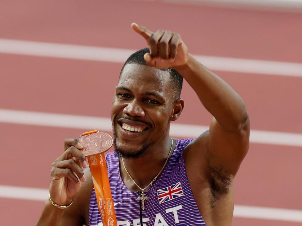 Hughes with his bronze medal (Getty Images for World Athletics)