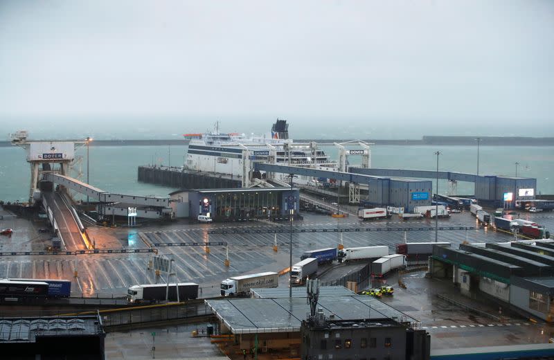 Port of Dover as EU countries impose a travel ban from the UK