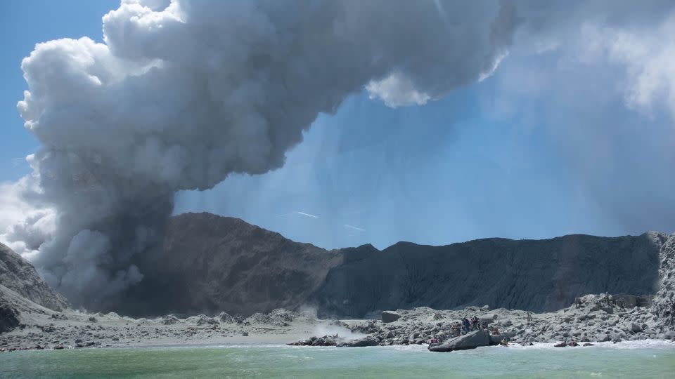 An image provided by visitor Michael Schade shows White Island (Whakaari) volcano, as it erupts, in the Bay of Plenty, New Zealand, 09 December 2019. - Michael Schade/EPA-EFE/Shutterstock