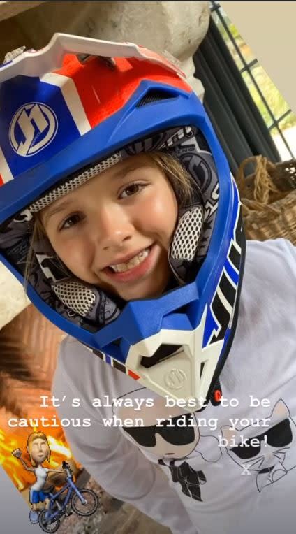 Safety first: Harper put on a helmet before bike riding (@VictoriaBeckham)