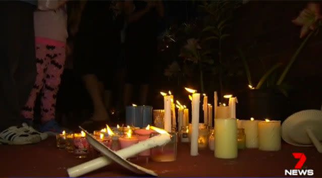 The entrance to Dreamworld has become a makeshift shrine. Picture: 7 News