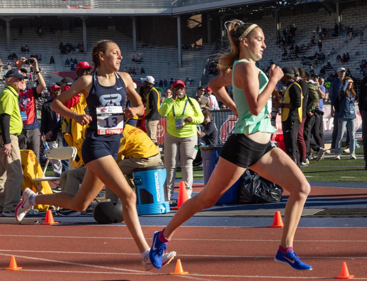 Freehold Township’s Emma Zawatski competes iddi the High School Girls Mile Run Championship at the Penn Relays on April 26, 2024 in Philadelphia.