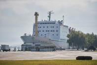 The Mangyongbong 92 ferry is seen docked in central Wonsan, North Korea, October 2016. The ferry used to carry goods and people between North Korean and Japan until Tokyo introduced unilateral sanctions banning the trips. Christian Petersen-Clausen/Handout via REUTERS