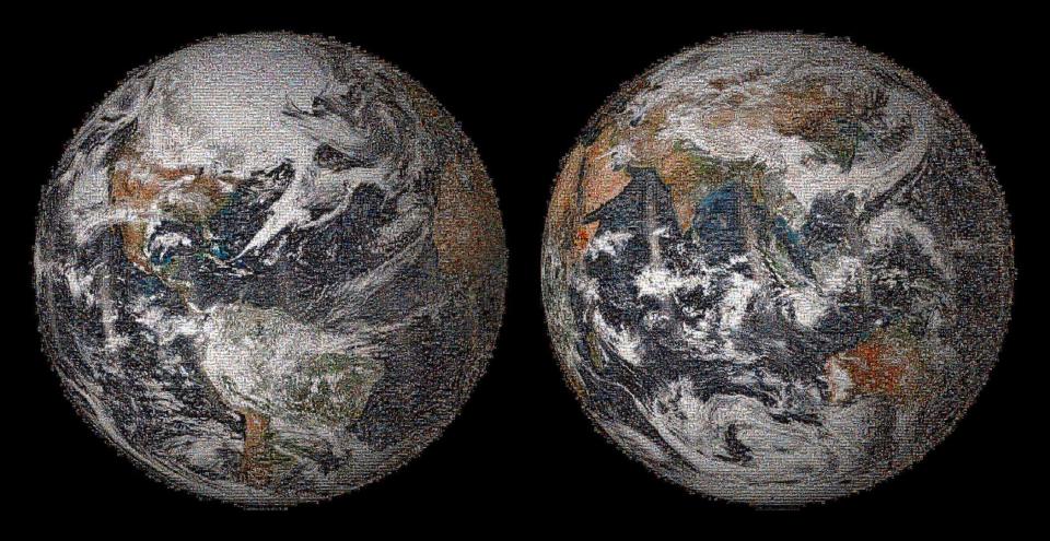 NASA's "Global Selfie" Earth mosaic contains more than 36,000 individual photographs from the more than 50,000 images posted around the world on Earth Day, April 22, 2014, in this handout image courtesy of NASA released May 22, 2014. REUTERS/NASA/Handout via Reuters (UNITED STATES - Tags: SCIENCE TECHNOLOGY ENVIRONMENT) ATTENTION EDITORS - FOR EDITORIAL USE ONLY. NOT FOR SALE FOR MARKETING OR ADVERTISING CAMPAIGNS. THIS IMAGE HAS BEEN SUPPLIED BY A THIRD PARTY. IT IS DISTRIBUTED, EXACTLY AS RECEIVED BY REUTERS, AS A SERVICE TO CLIENTS