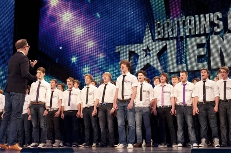 The choir on stage in the Britain's Got Talent finals