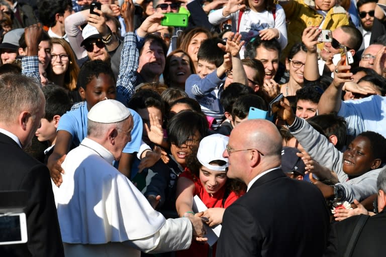 Pope Francis was greeted by an enthusiastic crowd