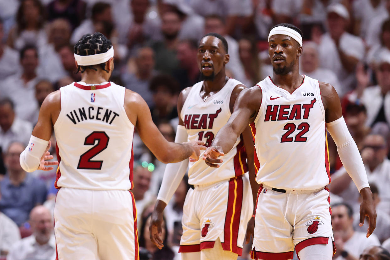 The Miami Heat are carrying a 2-0 series lead into Philadelphia tonight. (Photo by Michael Reaves/Getty Images)