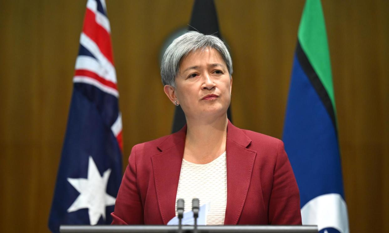 <span>The foreign minister, Penny Wong, says Australia does not accept that the Israeli drone strike that killed seven World Central Kitchen aid workers ‘can be lessened or diminished in any way’.</span><span>Photograph: Lukas Coch/AAP</span>