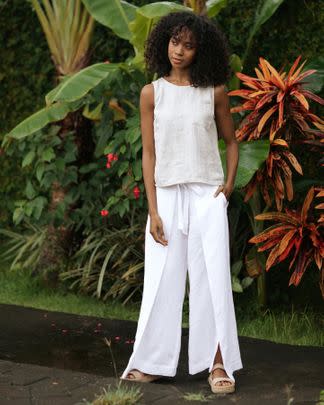 A pair of wrap linen pants