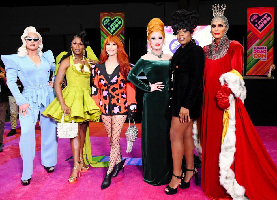 <p><em>Drag Race</em> winners The Vivienne, Shea Couleé, Trinity the Tuck, Jinkx Monsoon, Monét X Change and Raja attend RuPaul's DragCon at the Los Angeles Convention Center on May 13.</p>