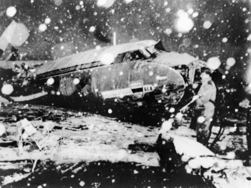 File picture showing debris of the plane carrying Manchester United's 'Busby Babes' following the crash at Munich airport