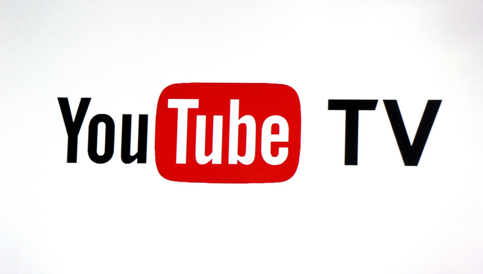 FILE - The YouTube TV logo is seen Feb. 28, 2017, at the YouTube Space LA in Los Angeles. YouTube TV has emerged as the favorite to land the NFL's “Sunday Ticket” package of out-of-market games, but the sides have not finalized a deal, two people with knowledge of the negotiations said Tuesday evening, Dec. 20, 2022. A deal could be announced as soon as Wednesday, according to the people, who spoke to The Associated Press on condition of anonymity because they weren’t authorized to discuss financial matters and the contract is still being negotiated. (AP Photo/Reed Saxon, File)