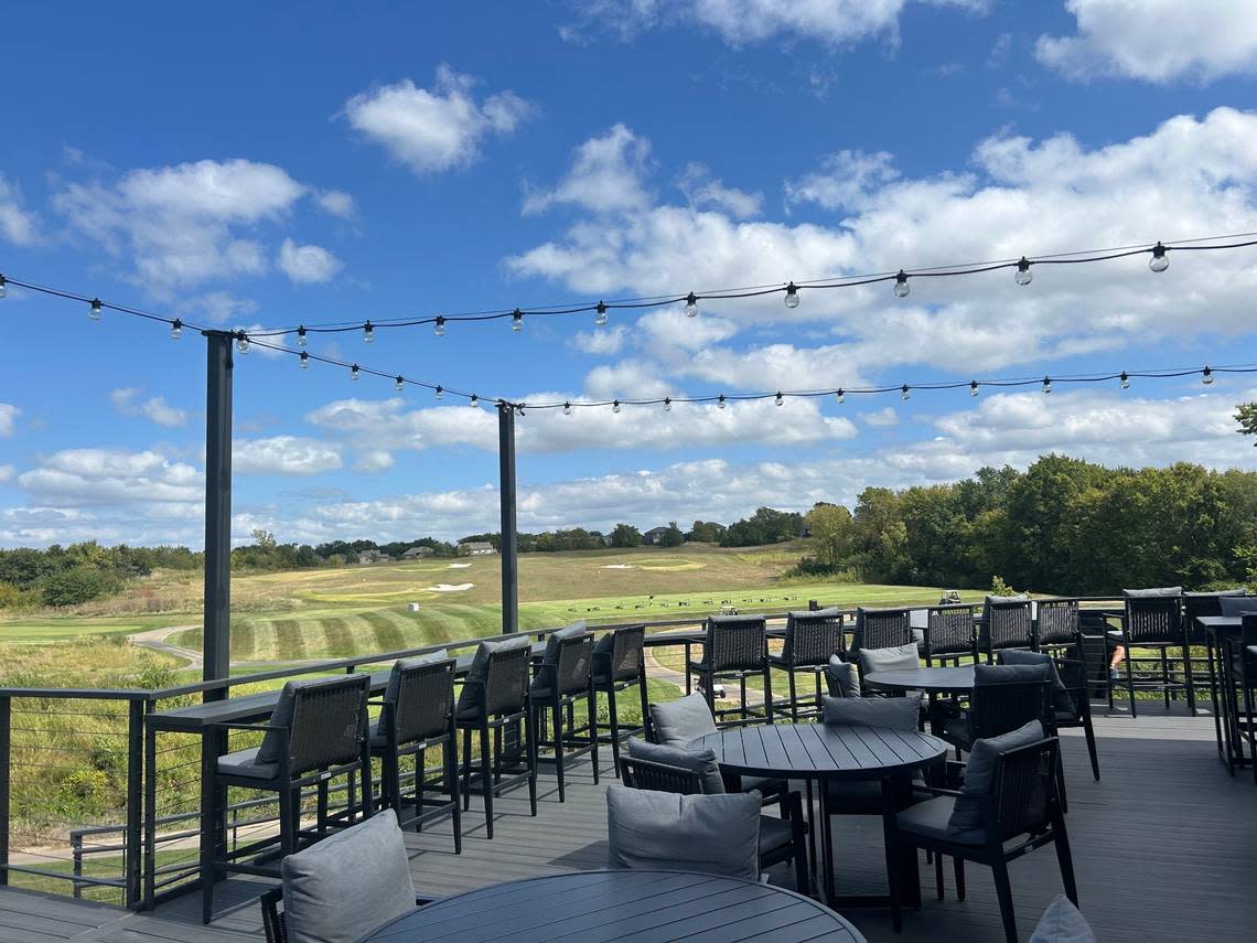 Crush’s patio offers views of the Prairie Highlands golf course.