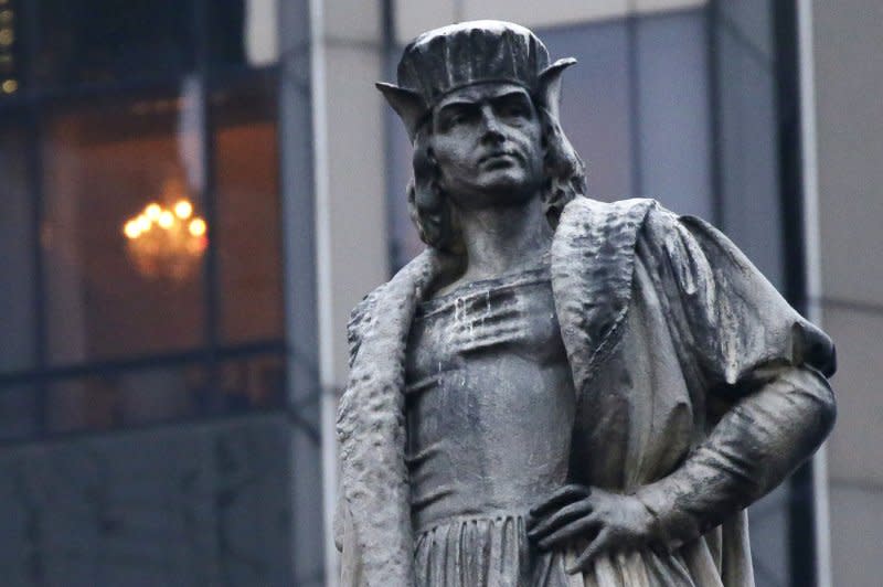 A statue of Christopher Columbus stands in Columbus circle in New York City on January 12. On May 9, 1502, Columbus set sail from Spain on his fourth and final voyage to the New World. File Photo by John Angelillo/UPI