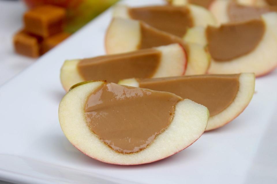 Fireball Caramel Apple Jello Shots in Real Apples