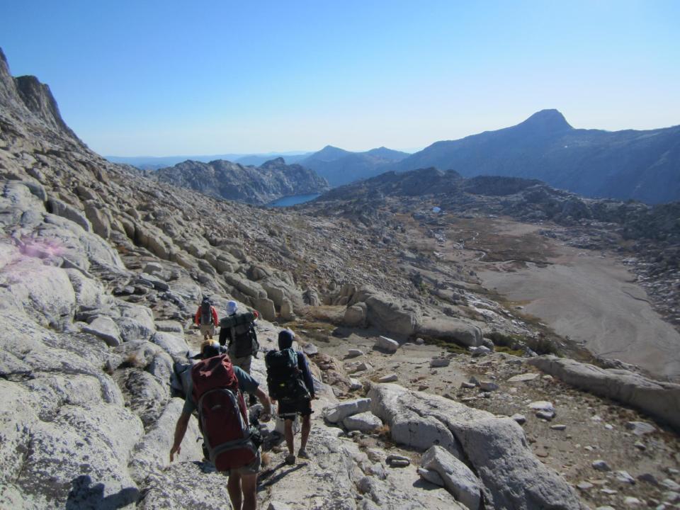 This Sept. 19, 2012 photo shows hikers on a guided backcountry trip in Yosemite National Park near Stubblefield Canyon. For hikers looking for a challenge, off-trail trips to the backcountry offer adventure and access to less crowded, pristine areas of the park. (AP Photo/John Pain)