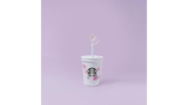 Starbucks Pastel Pink and Purple Floral Cups