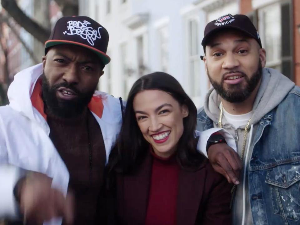 Rep. Alexandria Ocasio-Cortez with Showtime show hosts Desus Nice and The Kid Mero.