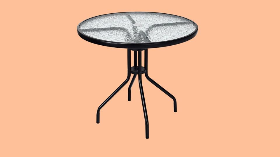 This Costway tempered glass table is a simple addition to your patio and it's on sale at Walmart.