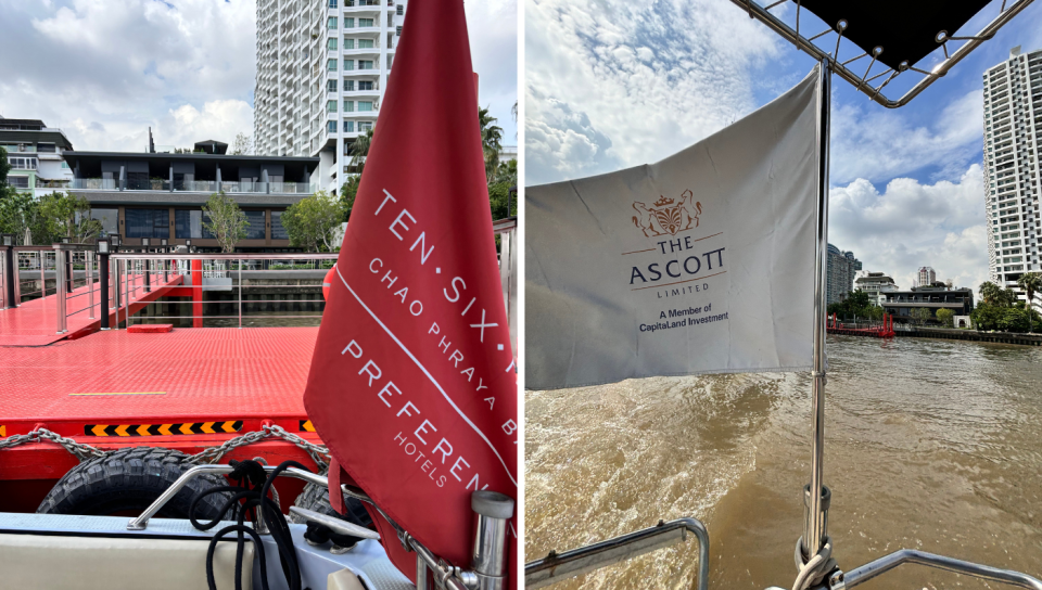 L: View of hotel from private ferry. R: View of the river. (Photo: Stephanie Zheng)