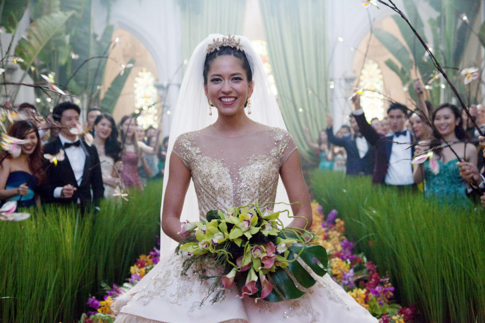 A bride walking down the aisle.