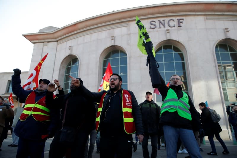 Striking workers demonstrate in Versailles as France faces its 47th day of strikes