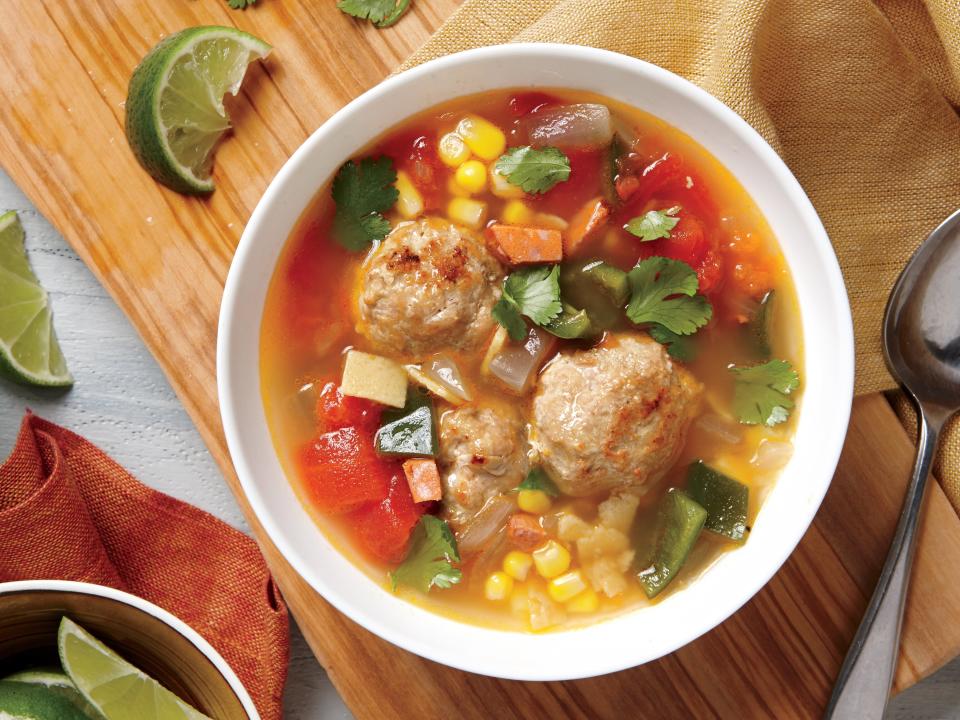 Tortilla Soup with Chorizo and Turkey Meatballs